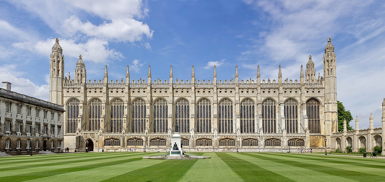 King's College Chapel viewed across the front court in Cambridge