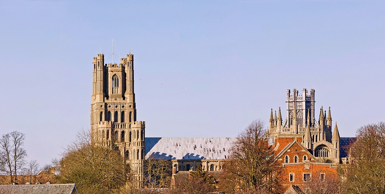 Towers of Ely Cathedral above the city skyline