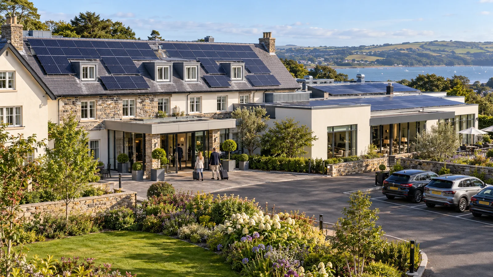 Solar panels installed on a country home's roof